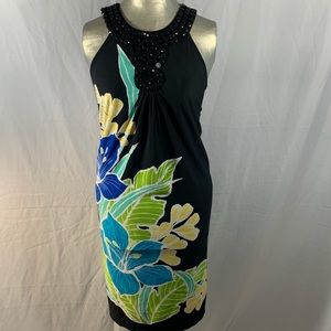 💅Black yellow Blue Beaded Sandra Darren Dress💅